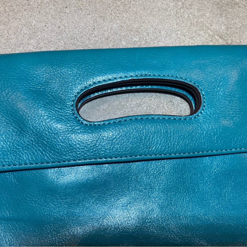 🍄 Hobo The Original Katrina Turquoise Leather Clutch - Picture 8 of 15